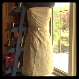 Cream strapless cocktail dress